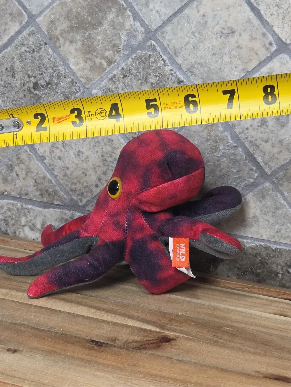 Wild Republic Plush Red Purple Octopus Stuffed Toy - Kids Plush Sea Creature
